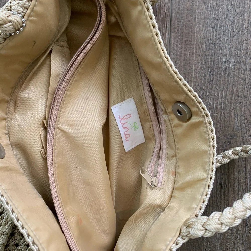 Lina Elegant Tan Crochet Tote Bag